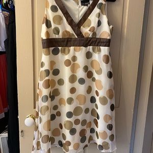 XL White and brown polka dot dress.